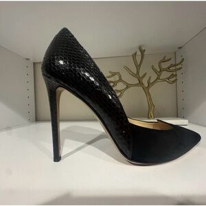 Bruno Magli Black Suede and Leather Pumps